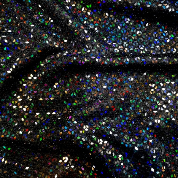 MIRROR CIRCLE SEQUIN SPANDEX - BLACK ON BLACK